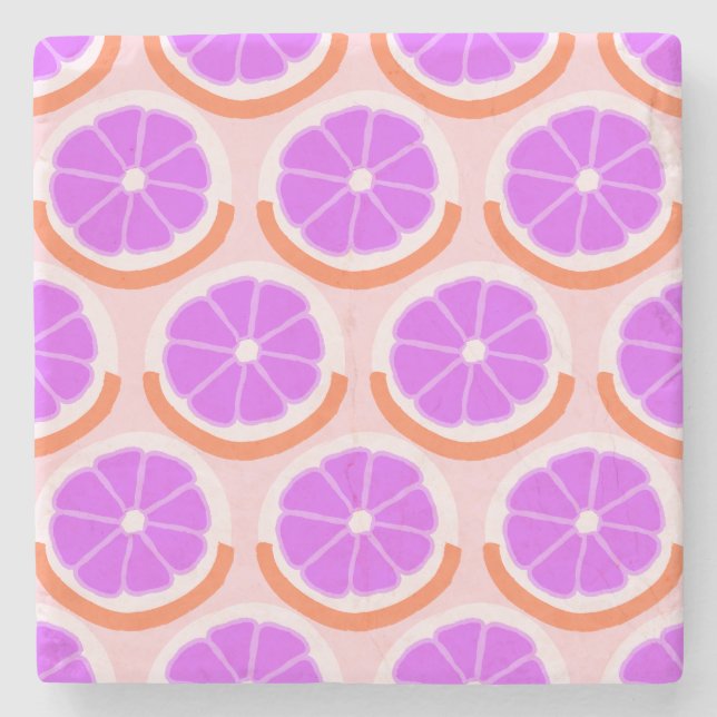 Moderne Zitronenscheibe Pink Lemonade Steinuntersetzer (Vorderseite)