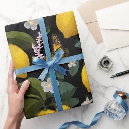 Moderne Zitrus-Blüten-Schmetterlingsmuster mit Zit Geschenkpapier