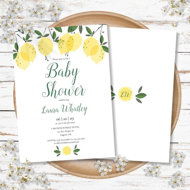 Moderne Zitrusfrüchte-Babydusche Einladung (Modern Lemon Citrus Fruit Baby Shower Invitation)