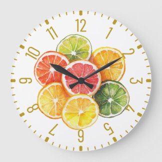 Moderne Zitrusfruchtscheiben Rund Uhr