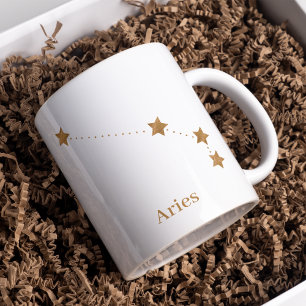 Moderne Zodiac Sign Gold Aries   Elementfeuer Kaffeetasse