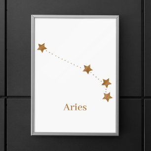 Moderne Zodiac Sign Gold Aries   Elementfeuer Poster