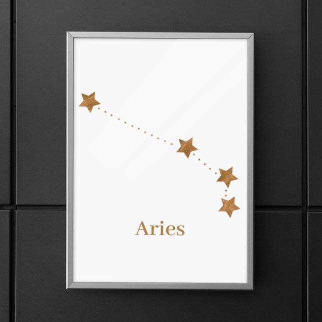Moderne Zodiac Sign Gold Aries | Elementfeuer Poster (Von Creator hochgeladen)