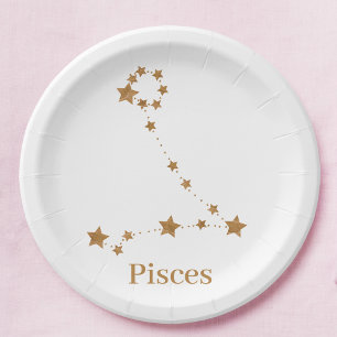 Moderne Zodiac Sign Gold Pises   Element Wasser Pappteller