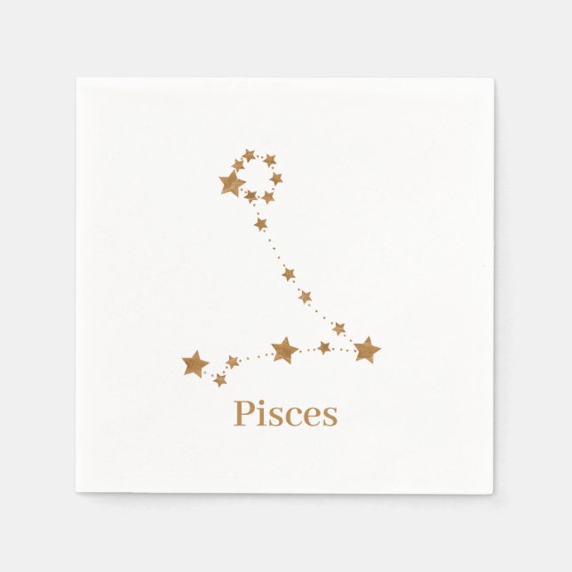 Moderne Zodiac Sign Gold Pises | Element Wasser Serviette (Vorderseite)