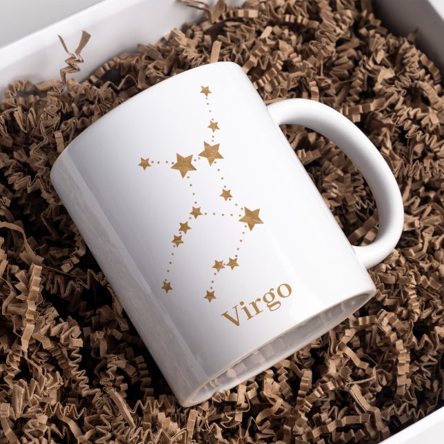 Moderne Zodiac Sign Gold Virginia | Element Erde Kaffeetasse (Von Creator hochgeladen)