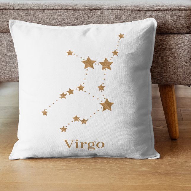 Moderne Zodiac Sign Gold Virginia | Element Erde Kissen (Von Creator hochgeladen)