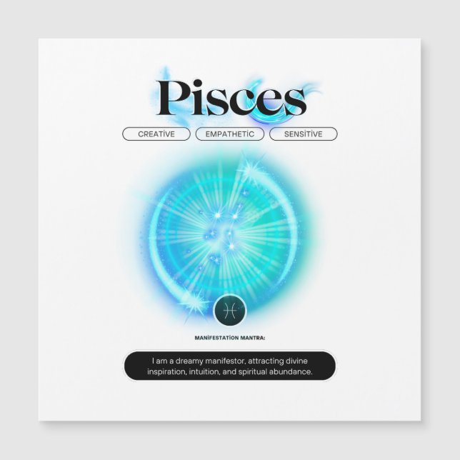 Moderne Zodiaka-Schildkröten Zitat Wasserelement Magnetkarte (Vorderseite)