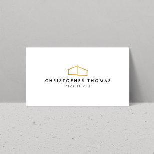 Moderne Zuhause-Logo-Imitate Gold auf Weiß Visitenkarte