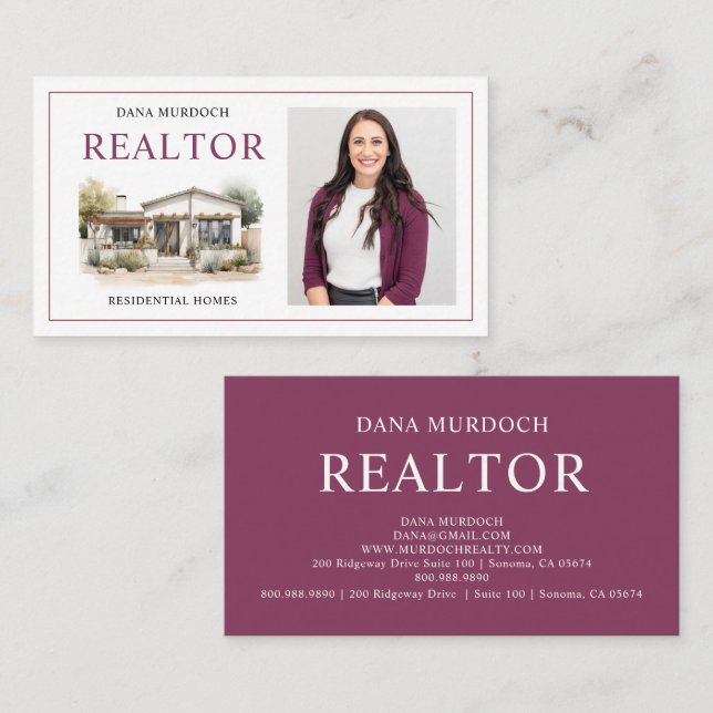 Moderne Zuhause Realtor Business Card Visitenkarte (Vorne/Hinten)