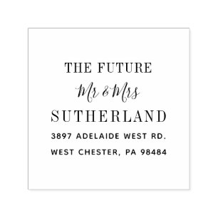 Moderne Zukunft Mr und Mrs Skript Rücksendeadresse Permastempel