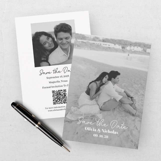 Moderne Zwei-Foto Save The Date (Von Creator hochgeladen)