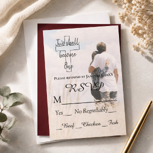 Moderne Zwei werden zu einer Foto-Hochzeit RSVP Karte