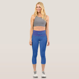 Moderne, zweifarbige, blaue Musterbezeichnung und Capri Leggings