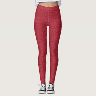 Moderne, zweifarbige gemusterte Leggings mit roter