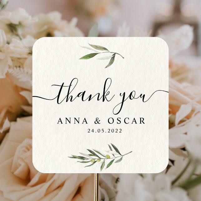 Moderne Zweigniederlassung aus grünem Olive Quadratischer Aufkleber (Von Creator hochgeladen)