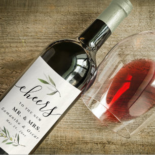 Moderne Zweigniederlassung aus grünem Olive Weinetikett