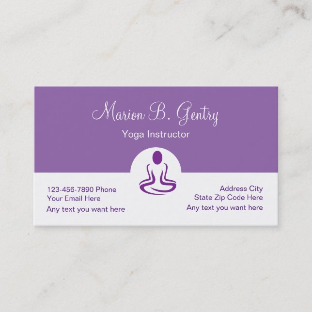 Moderne zweiseitige Yoga Business Cards Visitenkarte (Vorderseite)