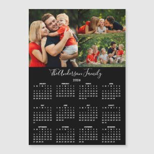Moderner 2026-Kalender 3-Foto-Collage-Magnet Magnetkarte