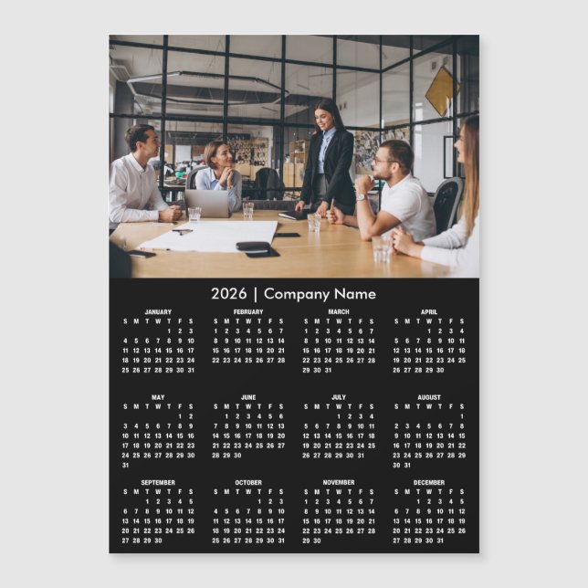 Moderner 2026 Kalender Firmenname Foto Magnet (Vorderseite)