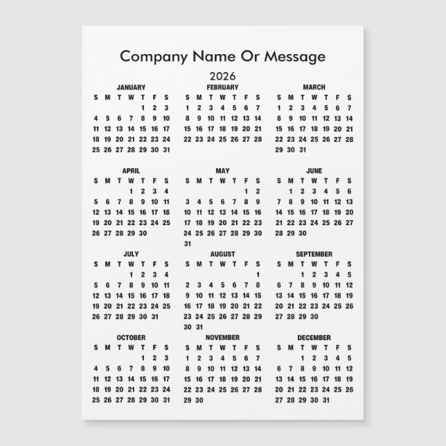 Moderner 2026 Kalender Firmenname Magnet (Vorderseite)