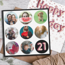 Moderner 21. Geburtstag FotoCollage & Ballon Text