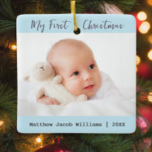 Moderner 2-Foto Baby's First Christmas Keepake