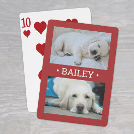 Moderner 2-Foto Hund oder irgendein Name Rot und W Spielkarten