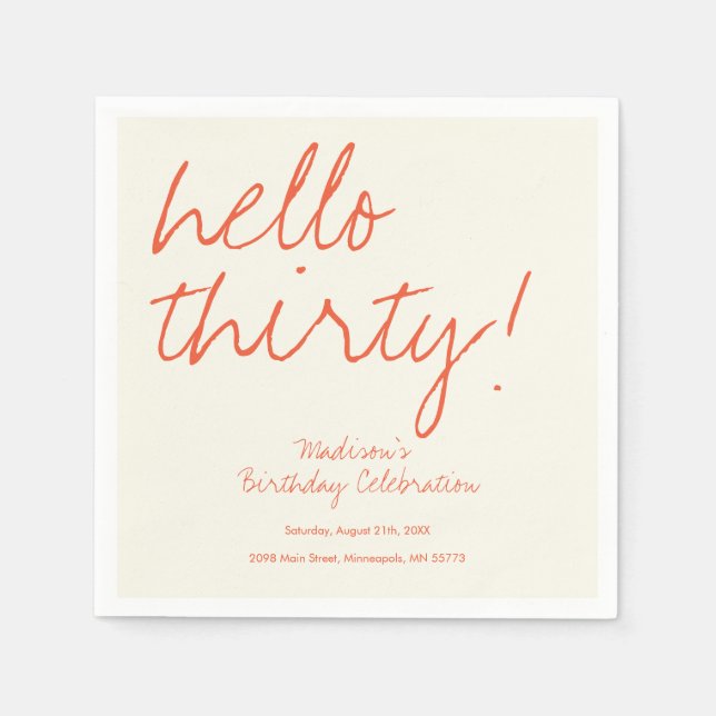 Moderner 30. Geburtstag Serviette (Vorderseite)