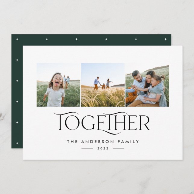 Moderner 3 Foto grüner Bogen mit Typografie (Vorne/Hinten)