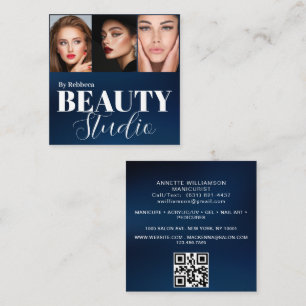 Moderner 3-Foto-Hairstylist-Make-up-Artist- QR-Cod Quadratische Visitenkarte