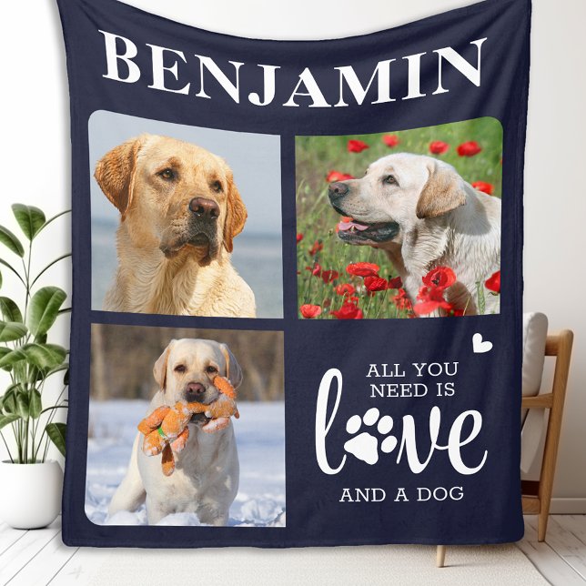 Moderner 3-Fotolack-Hund Personalisiert Fleecedecke (Von Creator hochgeladen)