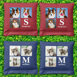 Moderner 3-Fotolage-Personalisierter Monogramm-Hun