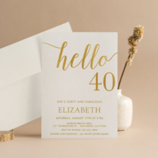 Moderner 40. Geburtstag HELLO 40 Erwachsene Geburt Einladung