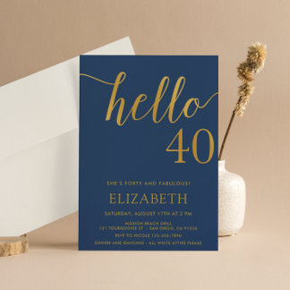 Moderner 40. Geburtstag HELLO 40 Erwachsene Geburt Einladung