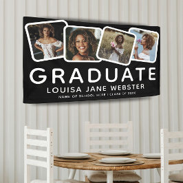Moderner 4-Foto Collage Graduate Abschluss Black Banner