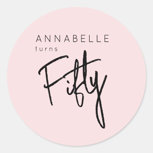 Moderner 50. 50. Geburtstag Runder Aufkleber (Vorderseite)