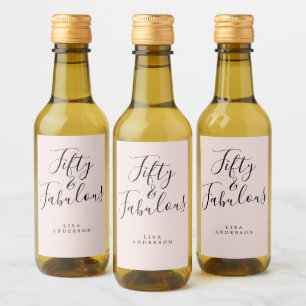 Moderner 50 fabelhafter rosa Individuelle Name 50. Weinetikett