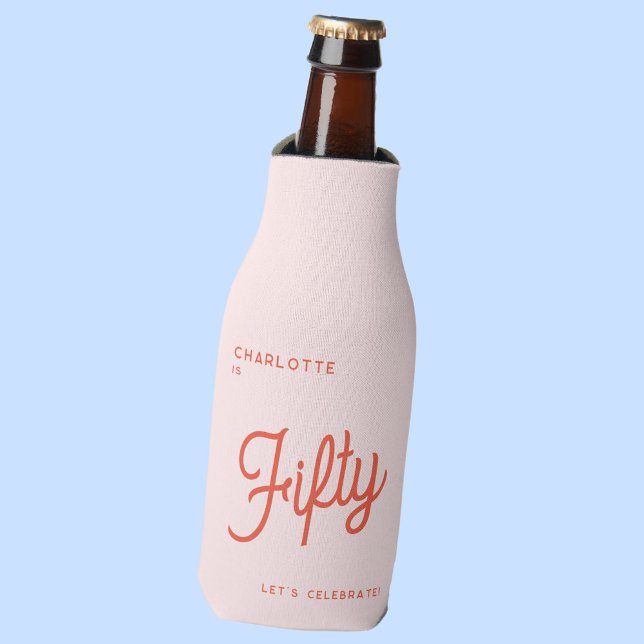 Moderner 50 Fünfzig Geburtstag Flaschenkühler (Personalized Fifty Fiftieth birthday bottle cooler)