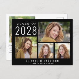 Moderner 5 Foto Schwarzer Abschluss Ankündigungspostkarte