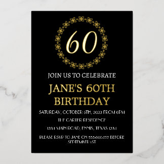 Moderner 60. Geburtstag Black Gold Foil QR Code Fo Folieneinladung