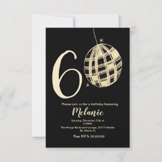 Moderner 60. Script Bold Black Disco Glitzer Einladung