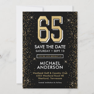 Moderner 65. Geburtstag in Schwarz Save The Date