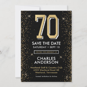 Moderner 70. Geburtstag in Schwarz Save The Date