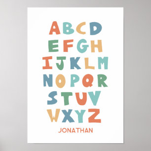 Moderner ABC-Alphabet Personalisierter Klassenpost Poster