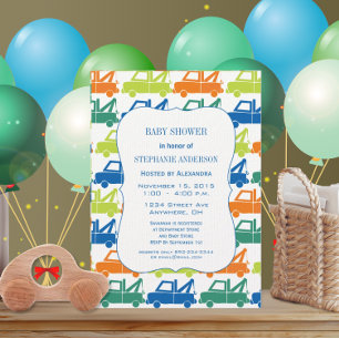 Moderner Abschleppwagen Dusche für Baby Jungen Einladung