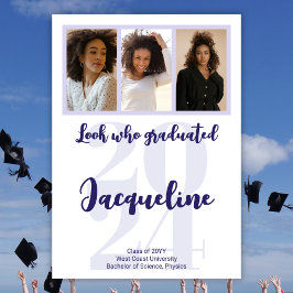 Moderner Abschluss 2025 Lila Script-FotoCollage Ankündigung