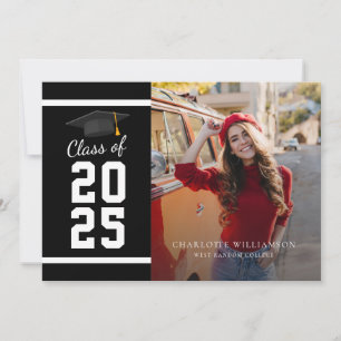Moderner Abschluss 2025 Schwarz-weiß Grad Foto Ankündigung
