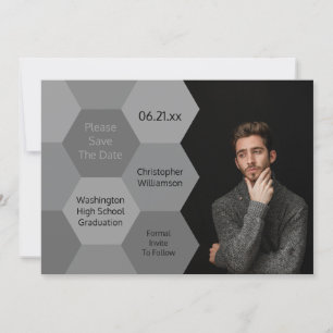Moderner Abschluss Abstrakt Grau Save the Date Einladung