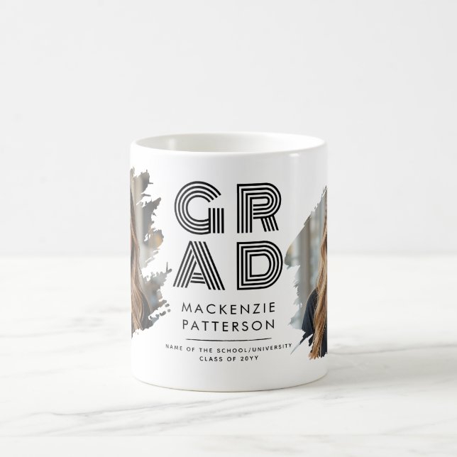 Moderner Abschluss Brushed 2 Foto Grad Custom Kaffeetasse (Mittel)